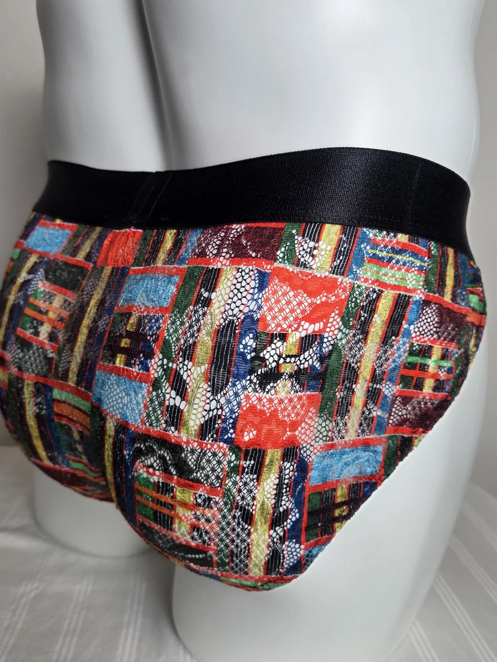 Cosabella Orange Multi-Pattern Low-Rise Brief with Black Waistband